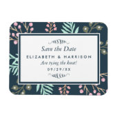 Whimsical Botanical Berry Wedding Save the Date Magneet (Horizontaal)