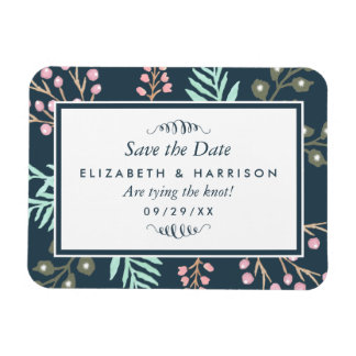 Whimsical Botanical Berry Wedding Save the Date Magneet