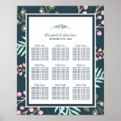 Whimsical Botanical Berry Wedding Seating Chart Poster (Voorkant)