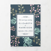 Whimsical Botanical Berry Wedding Suite Drieluik Uitnodiging (Cover)