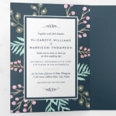 Whimsical Botanical Berry Wedding Suite Drieluik Uitnodiging (Binnenzijde eerst)