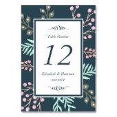 Whimsical Botanical Berry Wedding Table Number Kaart (Voorkant)