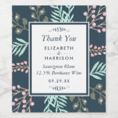Whimsical Botanical Berry Wedding Wijn Etiket (Enkel label)