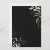 Whimsical Botanical Black and Gold Wedding Kaart (Achterkant)