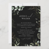 Whimsical Botanical Black Gold Traditional Wedding Kaart (Voorkant)