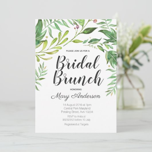 Whimsical Botanical Bridal Shower Invitation Kaart (Staand voorkant)