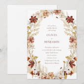 Whimsical Botanical Burgundy Wreatestellen Shower Kaart (Voorkant / Achterkant)