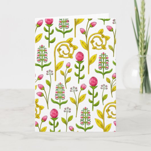 Whimsical Botanical Floral Pattern Blank Kaart (Voorkant)