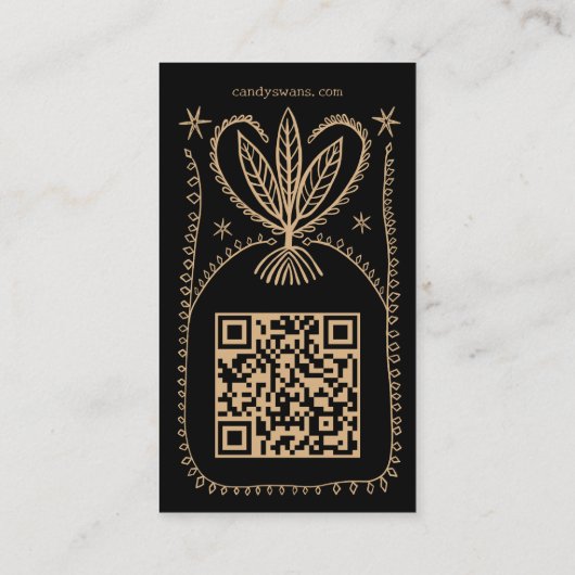 Whimsical Botanical Lijst Unique Boho Custom QR Visitekaartje (Achterkant)