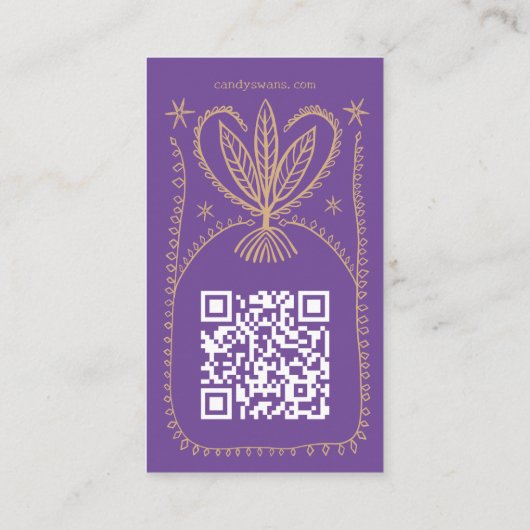 Whimsical Botanical Lijst Unique Boho Custom QR Visitekaartje (Achterkant)