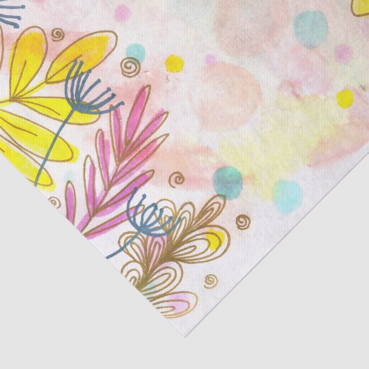 Whimsical Botanical Line Art Pastel Waterverf Tissuepapier (Detail)