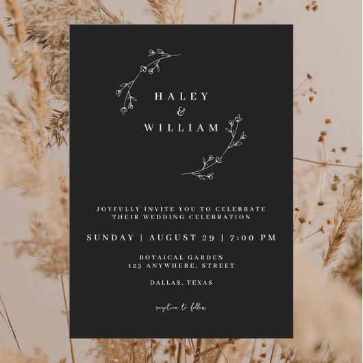 Whimsical Botanical Minimalistisch Script Eenvoudi Kaart