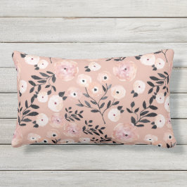 Whimsical Botanical Print Blush Pink buitenshuis Buitenkussen