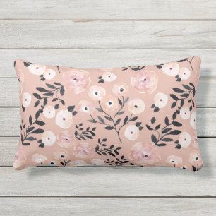 Whimsical Botanical Print Blush Pink buitenshuis Buitenkussen