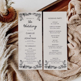 Whimsical Botanical Wedding Program Programmakaart