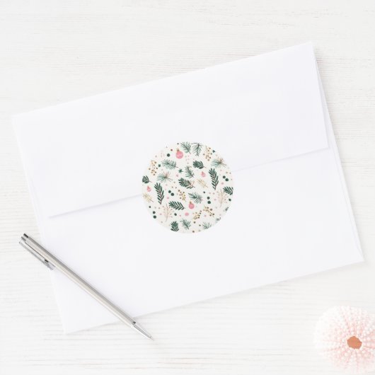 Whimsical Botanisch Ronde Sticker (Envelop)