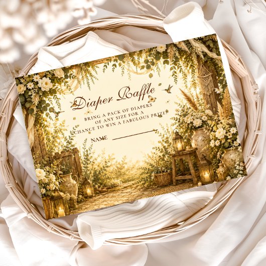 Whimsical Botanische Boho Luier Raffle Informatiekaartje