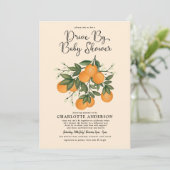 Whimsical Botanische Citrus Drive By Baby Shower Kaart (Staand voorkant)