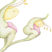 Whimsical botanische florale fantasie wezens water poster