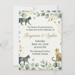Whimsical botanische katten ontwerp kaart
