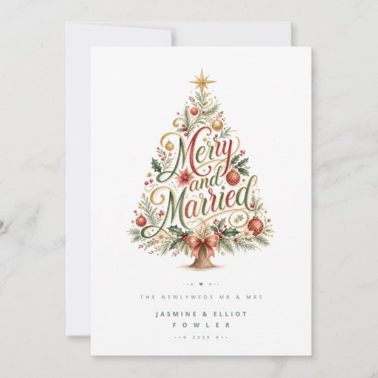 Whimsical Botanische Kerstboom Script TLW26 Feestdagenkaart (Voorkant)
