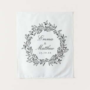 Whimsical Botanische krans Bruiloft Vloer Decal Wandkleed