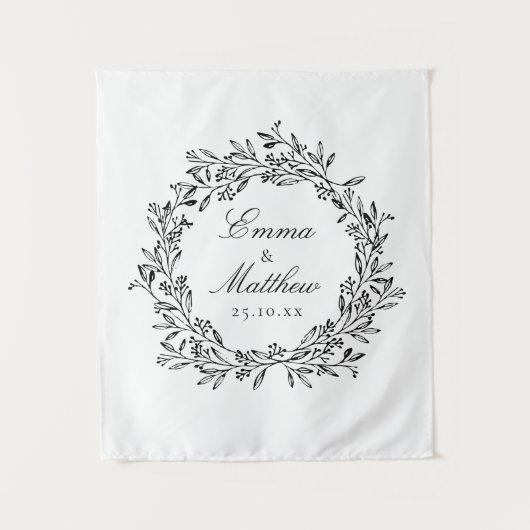 Whimsical Botanische krans Bruiloft Vloer Decal Wandkleed (Voorkant)