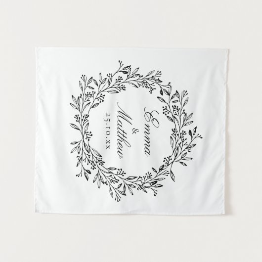 Whimsical Botanische krans Bruiloft Vloer Decal Wandkleed (Voorkant (horizontaal))