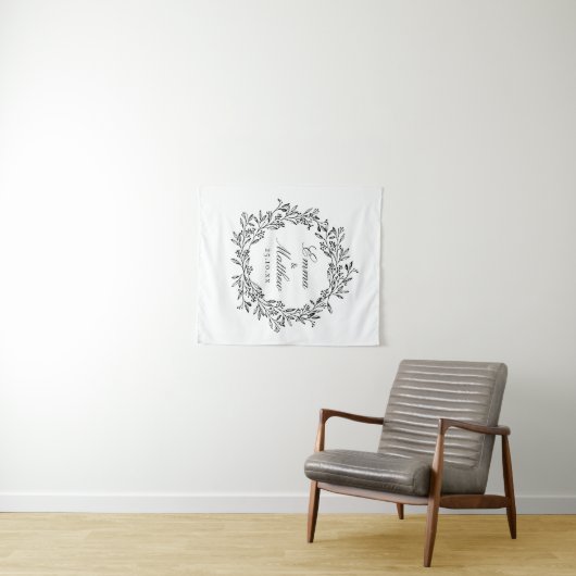 Whimsical Botanische krans Bruiloft Vloer Decal Wandkleed (In Situ (horizontaal))