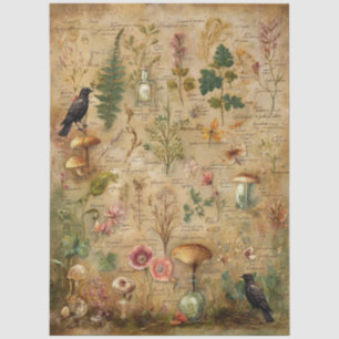 Whimsical Botanische Kunst Collage Decoupage Tissuepapier