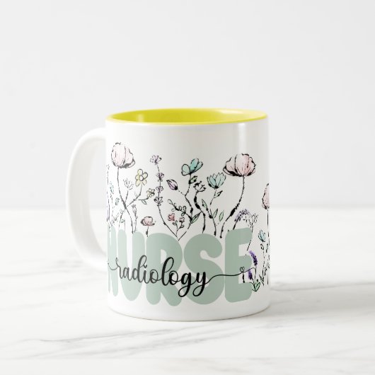 Whimsical Botanische Wilde Bloemen Radiologie Verp Tweekleurige Koffiemok (Voorkant links)