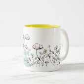 Whimsical Botanische Wilde Bloemen Radiologie Verp Tweekleurige Koffiemok (Voorkant rechts)