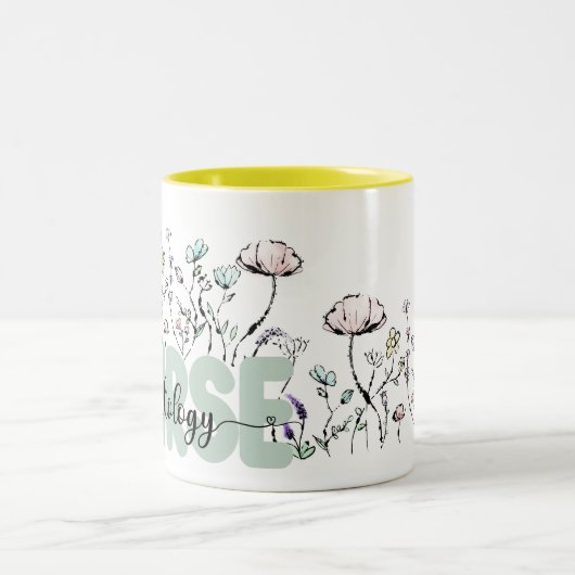 Whimsical Botanische Wilde Bloemen Radiologie Verp Tweekleurige Koffiemok (Center)