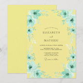 Whimsical Boter Aqua Bloem Bruiloft Kaart (Voorkant / Achterkant)