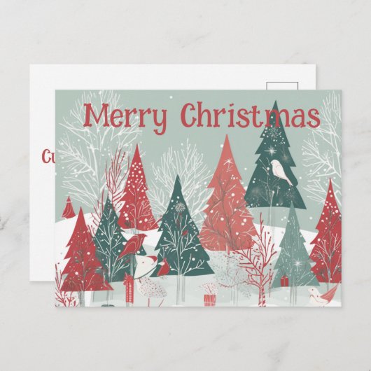 Whimsical Boughs Christmas Kaart - Eigenzinnige va (Voorkant / Achterkant)