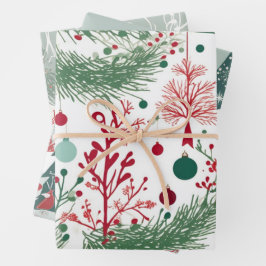 Whimsical Boughs Design, Uniek Kerstcadeau Inpakpapier Vel