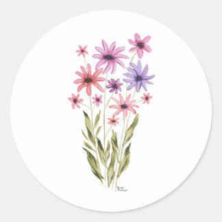 Whimsical Bouquet of Flowers Photo Print Ronde Sticker