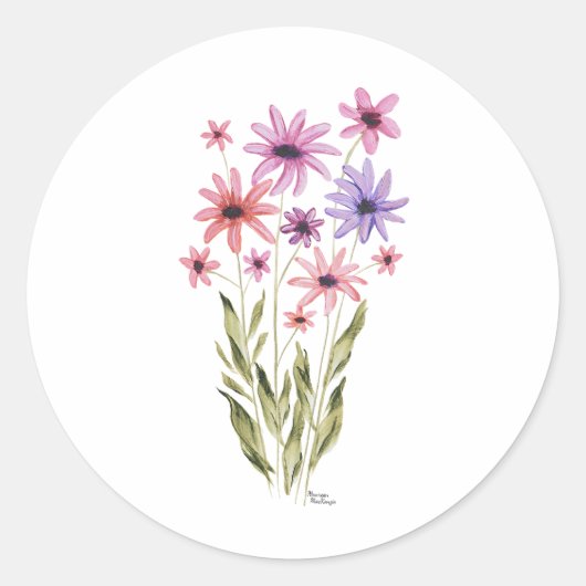 Whimsical Bouquet of Flowers Photo Print Ronde Sticker (Voorkant)