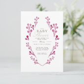 Whimsical Bourgogne Berry Baby shower | Uitnodigen Kaart (Staand voorkant)