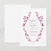 Whimsical Bourgogne Berry Baby shower | Uitnodigen Kaart (Voorkant / Achterkant)