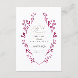 Whimsical Bourgogne Berry Baby shower | Uitnodigen Kaart
