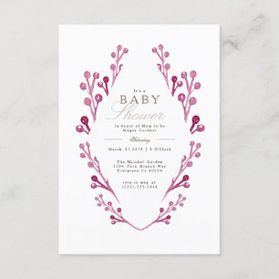 Whimsical Bourgogne Berry Baby shower   Uitnodigen Kaart