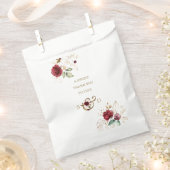 Whimsical Bourgogne Gold Flowers Monogram Weddensc Bedankzakje (Geknipt)