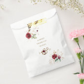 Whimsical Bourgogne Gold Flowers Monogram Weddensc Bedankzakje (Gezegeld)