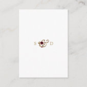 Whimsical Bourgogne Gold Flowers Weddenschap Detai Informatiekaartje (Achterkant)