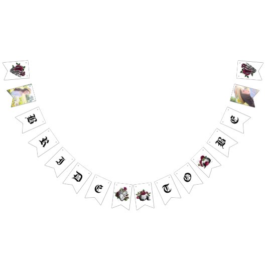 Whimsical Bourgondië Bloem Gothic Bruidsmeisje Bor Vlaggetjes (Alle)