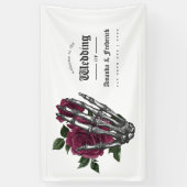 Whimsical Bourgondië Floral Gothic bruiloft Welkom Spandoek (Verticaal)
