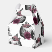 Whimsical Bourgondische Bloemenschedels Gotische B Bedankdoosjes (Achterkant)