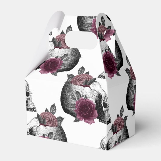 Whimsical Bourgondische Bloemenschedels Gotische B Bedankdoosjes (Achterkant)