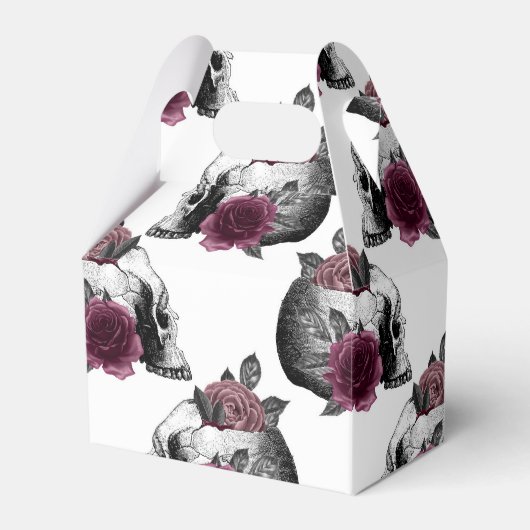 Whimsical Bourgondische Bloemenschedels Gotische B Bedankdoosjes (Voorkant Zijde)